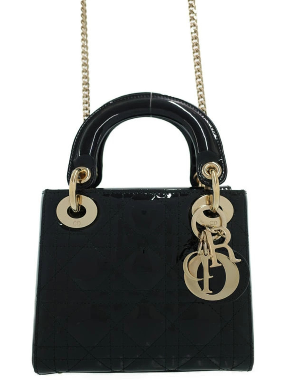 Christian Dior Lady Dior Bag black patent leather